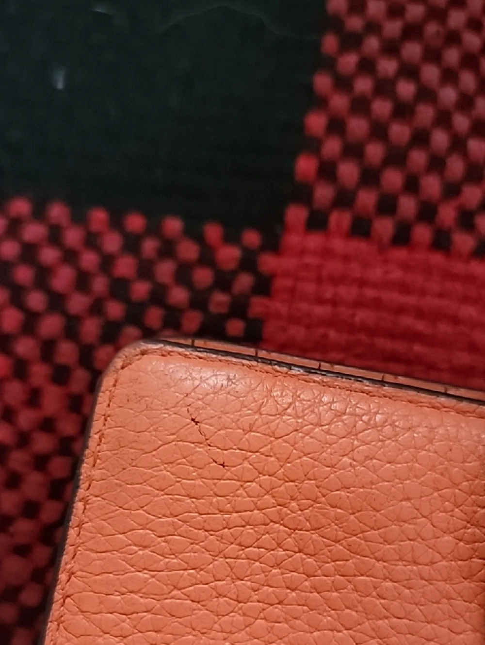 kate spade coral orange pebble leather zip-around wallet